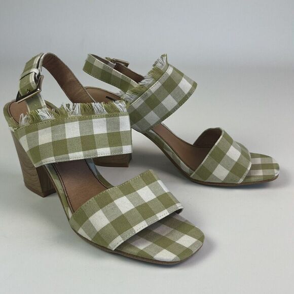 Anthropologie Matiko Teegan Slingback Shoe 39 8.5 Sandal Plaid Fringe Preppy - Picture 7 of 14
